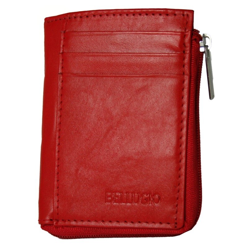 Portcard Bellugio, PCA30, Rosu, Piele naturala, 10 x 8 x 1,5 cm