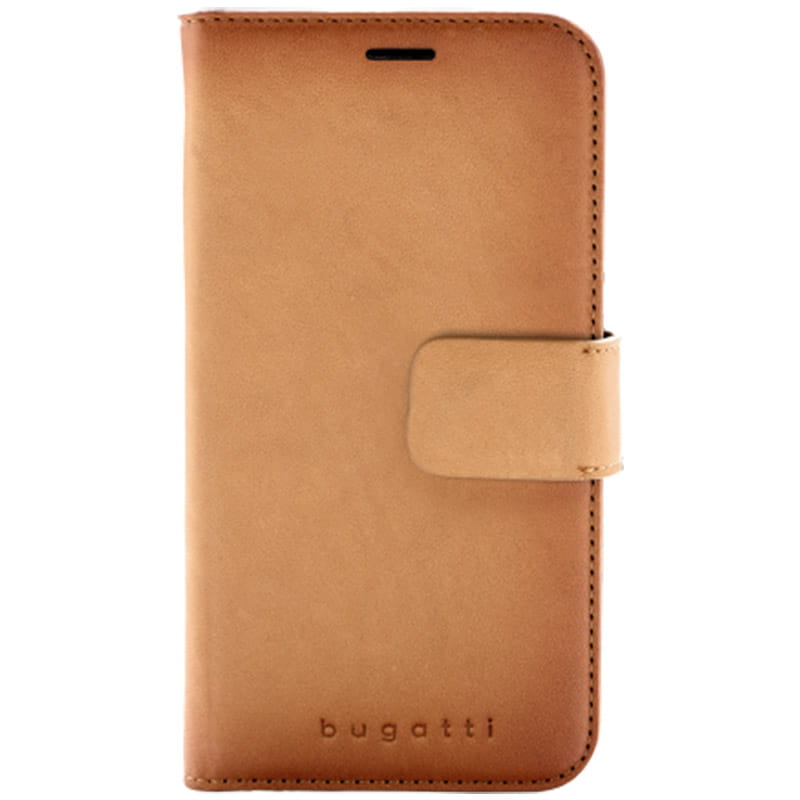 Husa Bugatti Zurigo, Compatibil cu iPhone 12 Mini, Piele naturala, Maro coniac