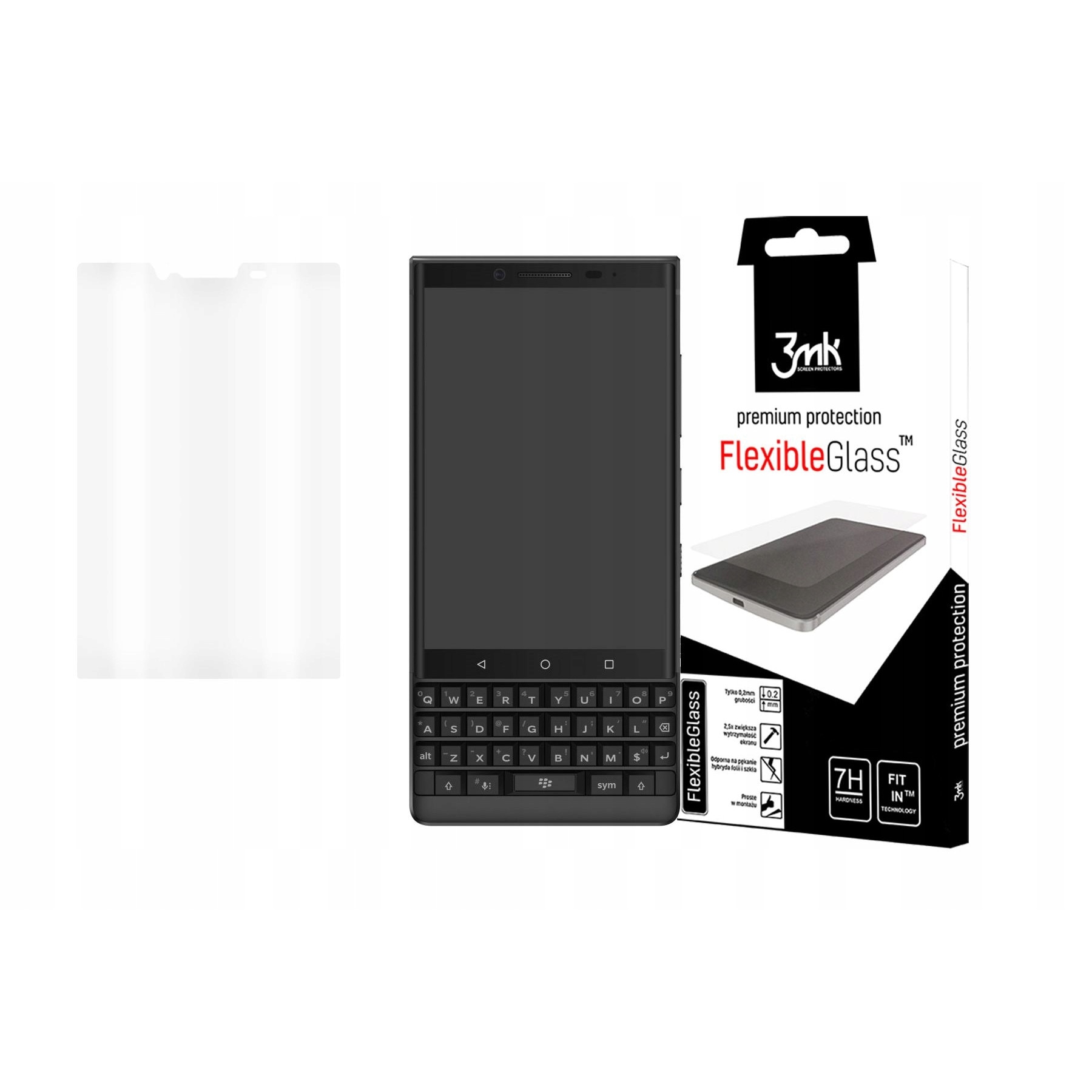 Folie din sticla 3MK, Pentru Blackberry KEY2, 0.2mm, Transparent