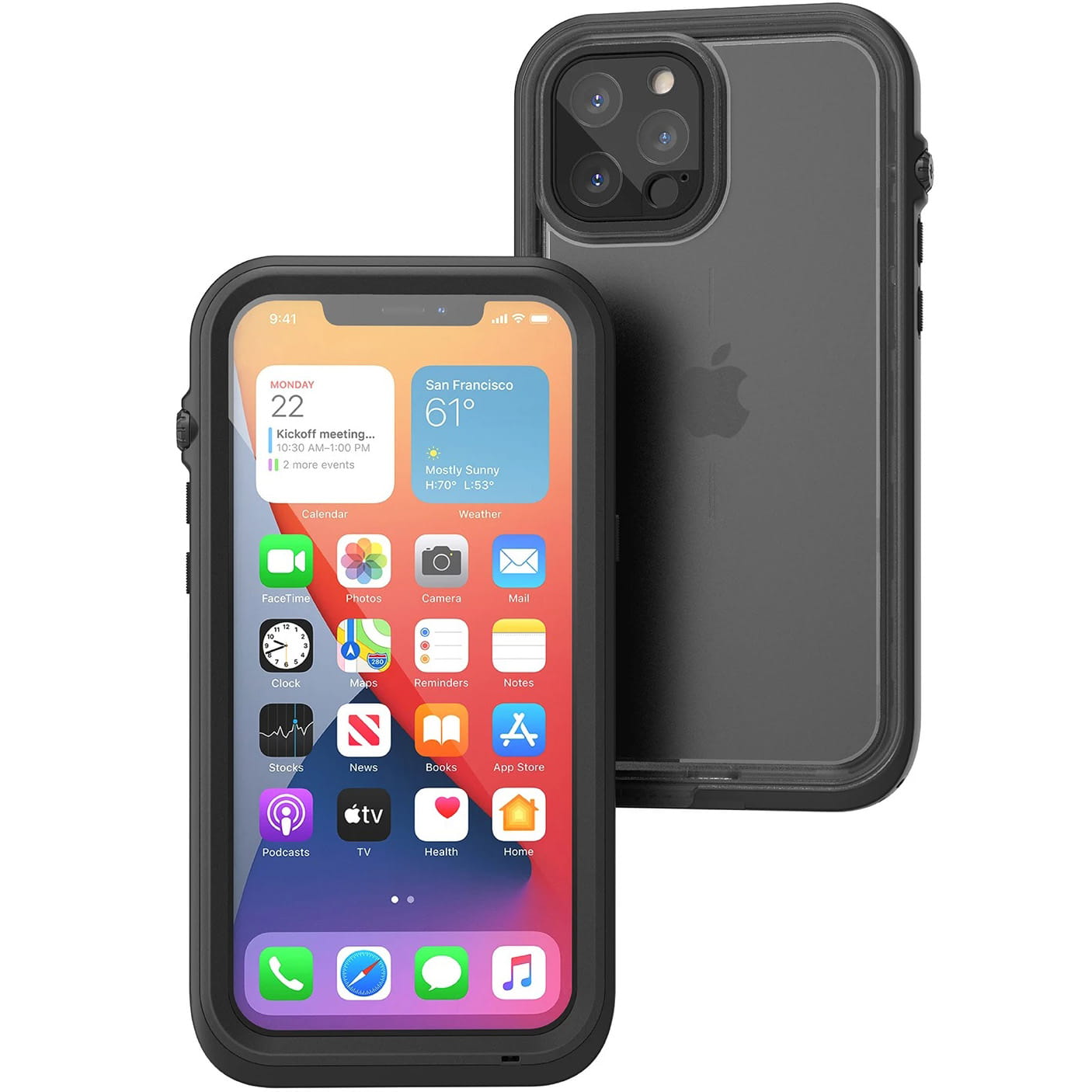 Husa cu protectie ecran Catalyst Total Protection pentru iPhone 12 Pro Max, Polimer, Negru/Transparent