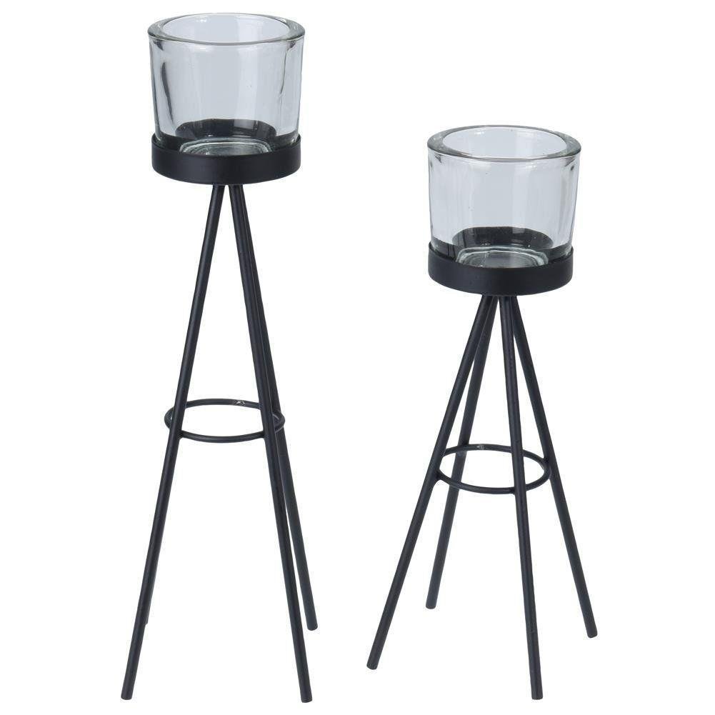 Set suport lumanari Excellent Houseware, Negru, 2 bucati