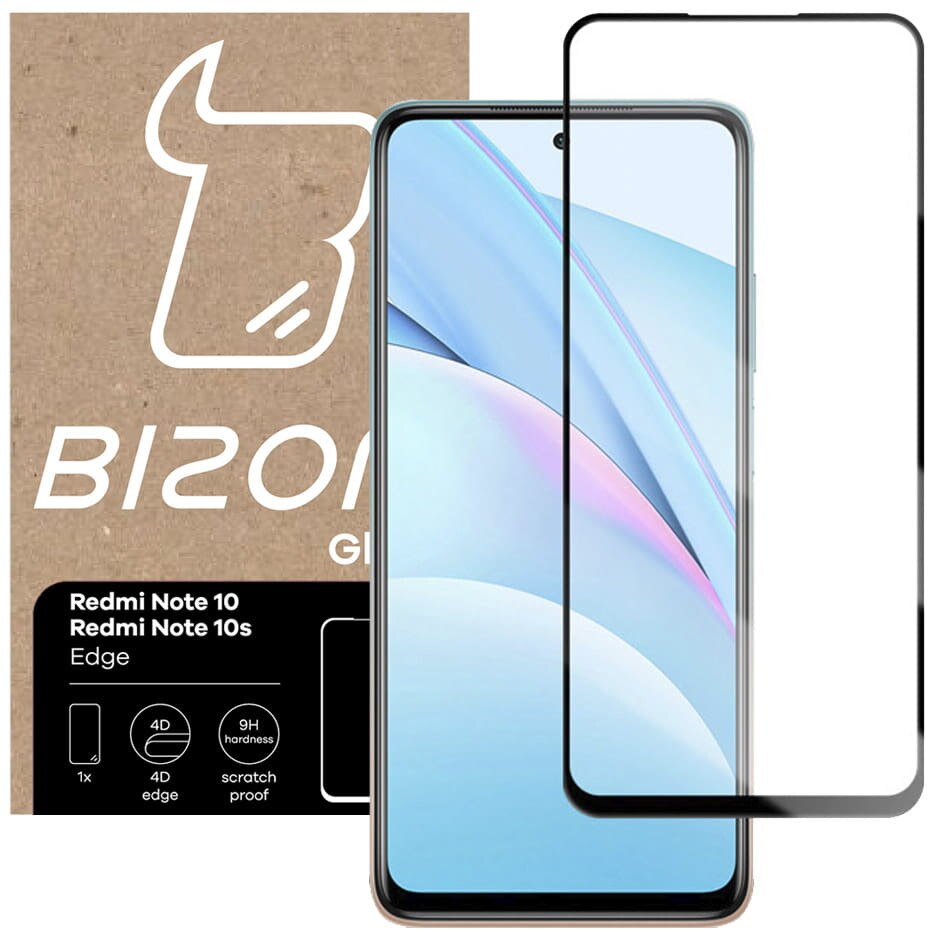 Folie protectoare de sticla securizata, Bizon Glass Edge pentru Redmi Note 10 / 10S, negru