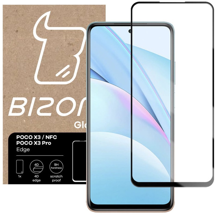 Bizon Glass Edge Secure Glass Fólia Xiaomi Poco X3 / NFC / PRO készülékhez, fekete