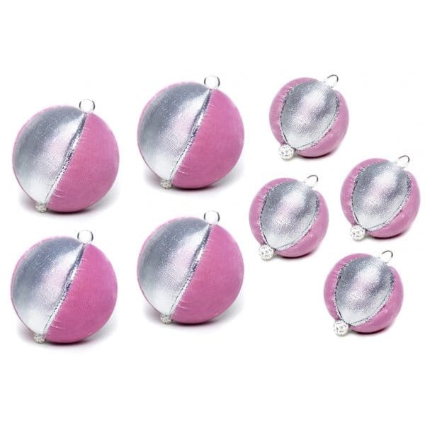 Globuri handmade roz praf, 8 buc, Piticool