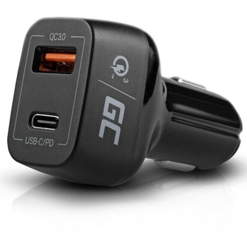 Incarcator auto Green Cell, USB-A / USB-C, 42W, QC 3.0, PD, Universal, Negru Incarcator auto Green Cell, USB-A / USB-C, 42W, QC 3.0, PD, Universal, Negru
