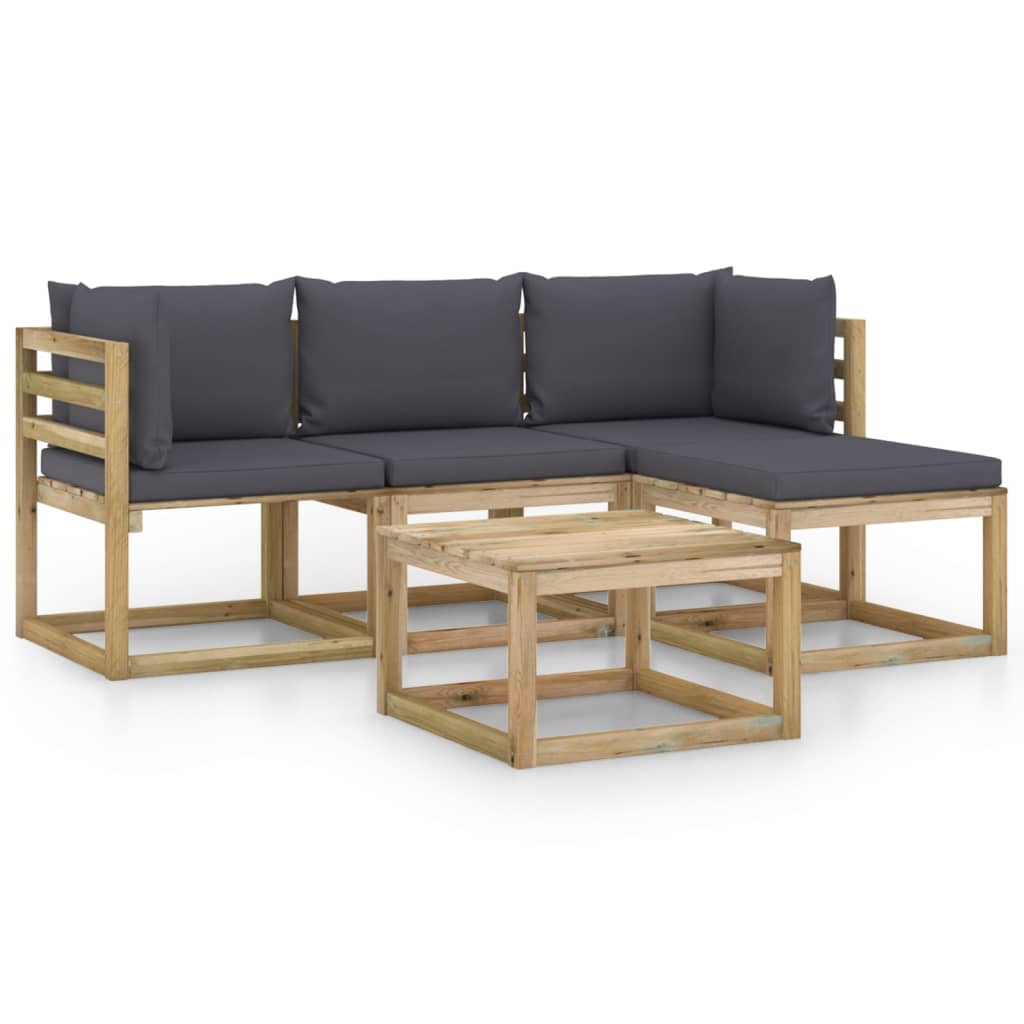 Set mobilier de gradina cu perne antracit, 5 piese