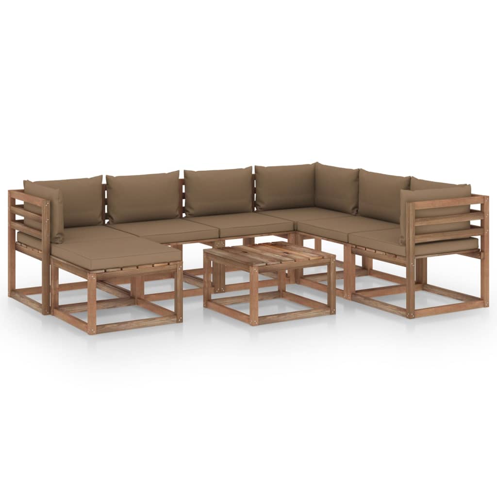 Set mobilier de gradina cu perne gri taupe, 8 piese