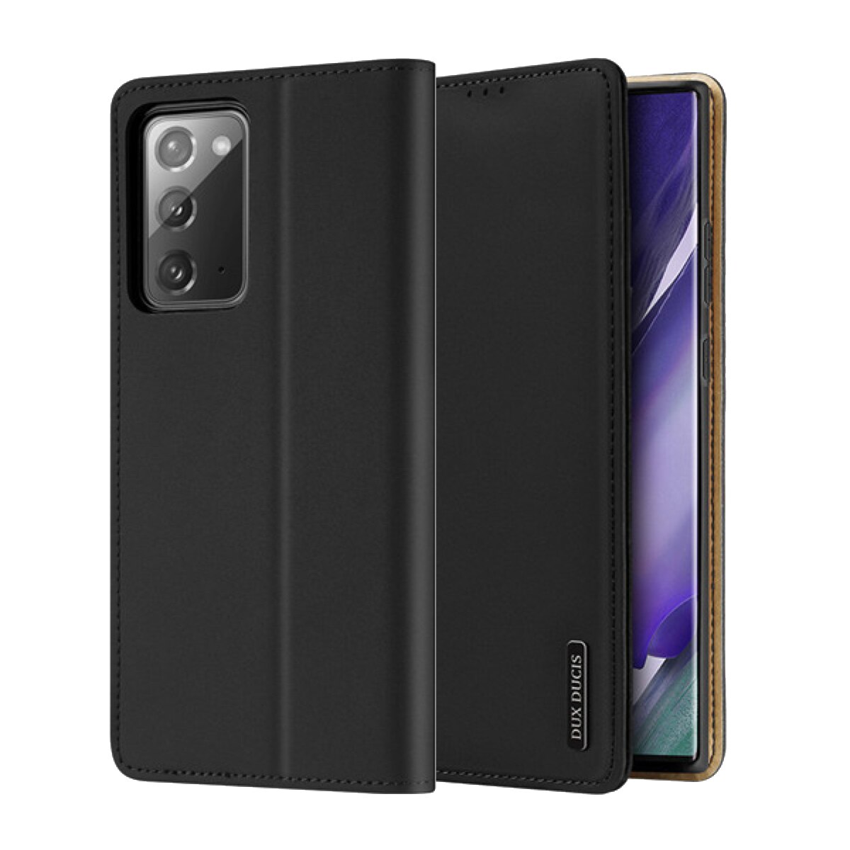 Husa carte DuxDucis, compatibila cu Samsung Galaxy Note 20, Piele naturala, Negru