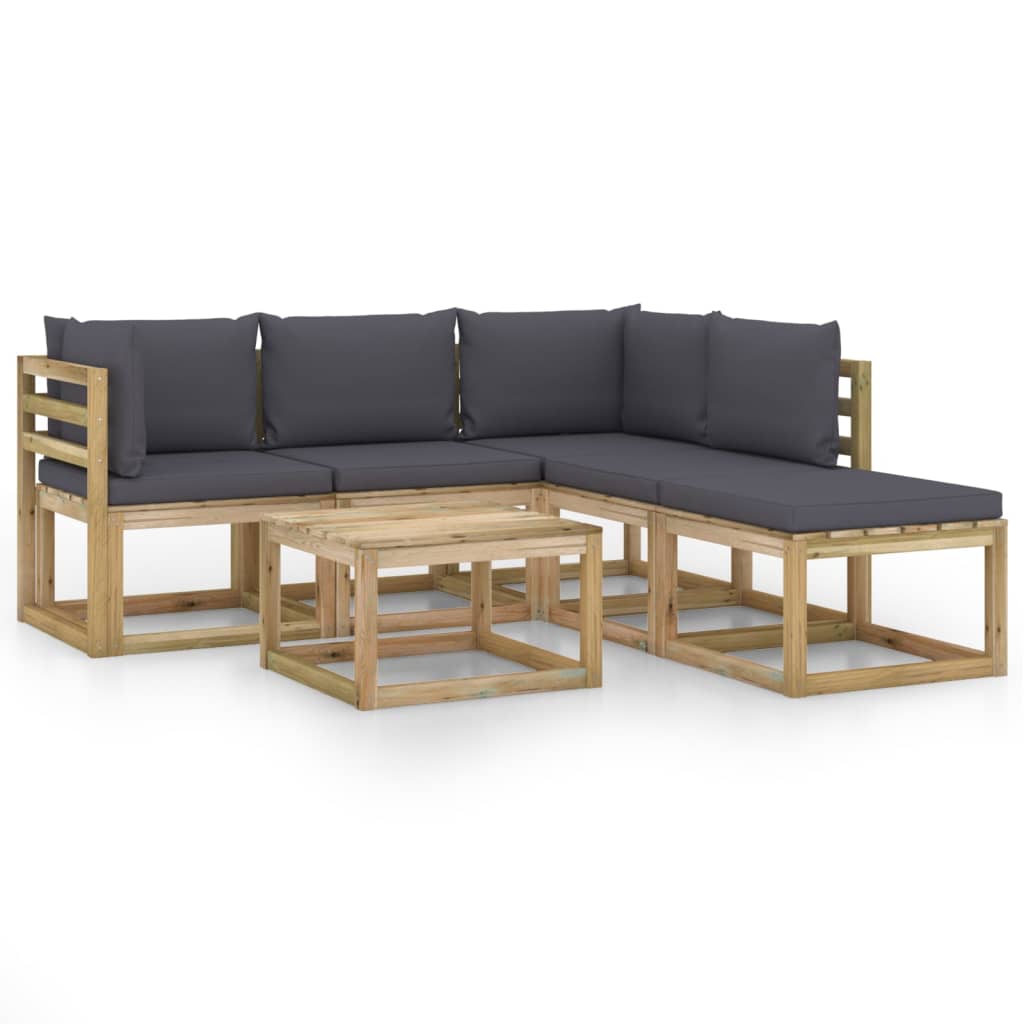 Set mobilier de gradina cu perne antracit, 6 piese