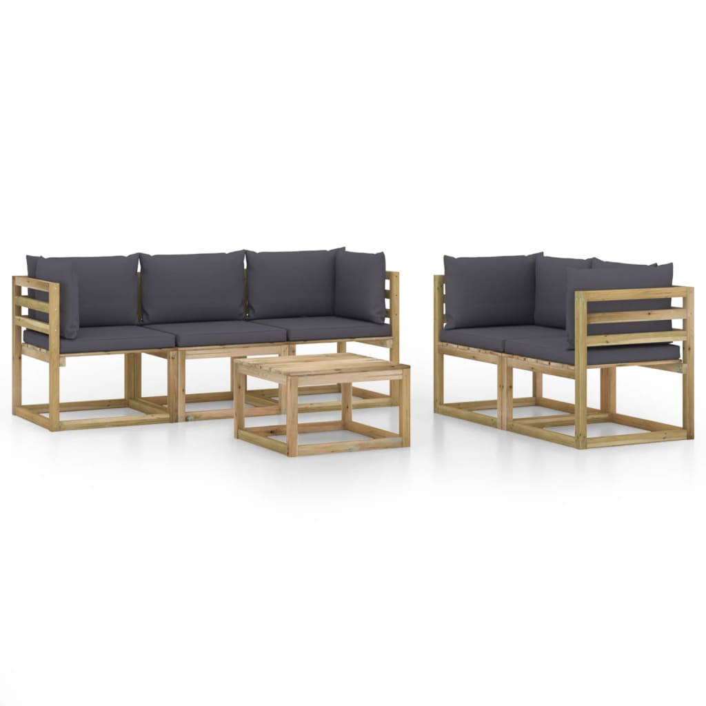 Set mobilier de gradina cu perne antracit, 6 piese