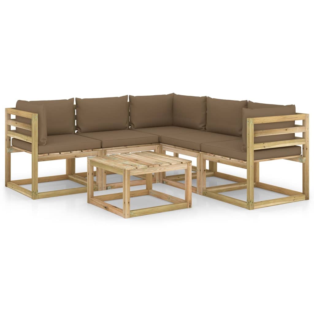 Set mobilier de gradina cu perne gri taupe, 6 piese