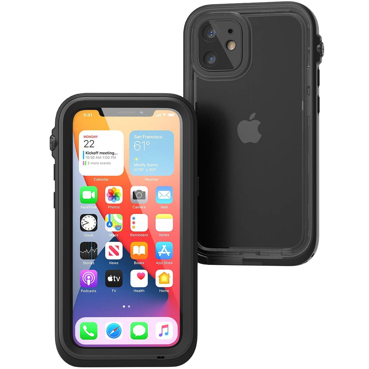 Husa cu protectie ecran Catalyst Total Protection pentru iPhone 12 Mini, Polimer, Negru