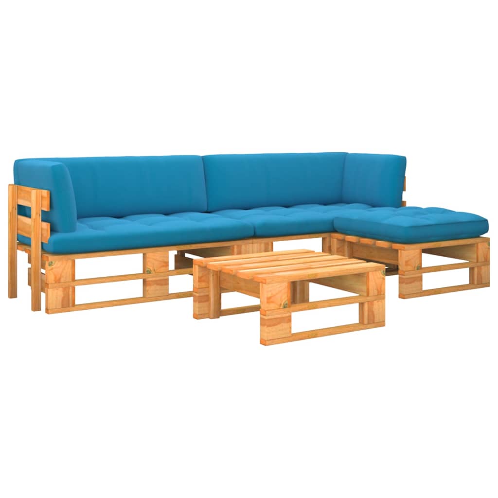 Set mobilier paleti, 4 piese, maro miere, lemn de pin tratat
