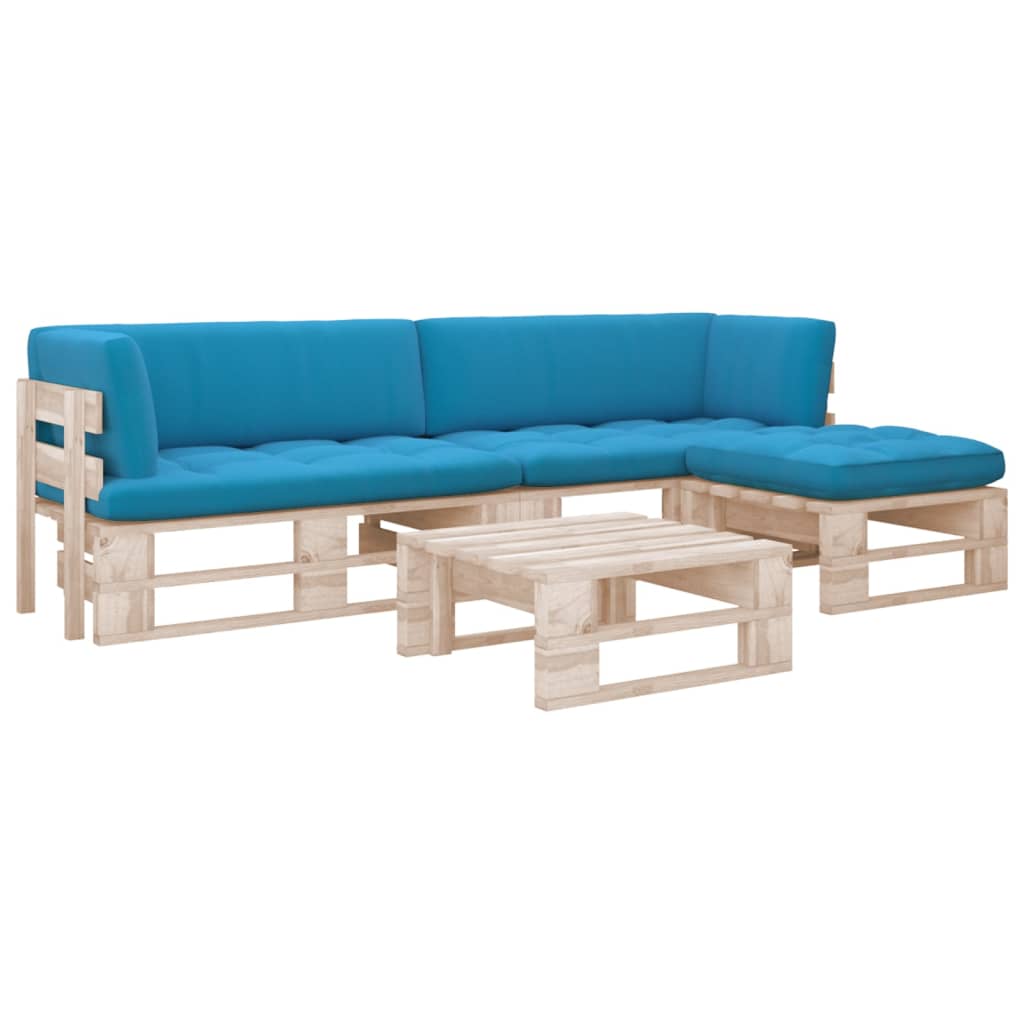 Set mobilier paleti cu perne, 4 piese, lemn de pin tratat