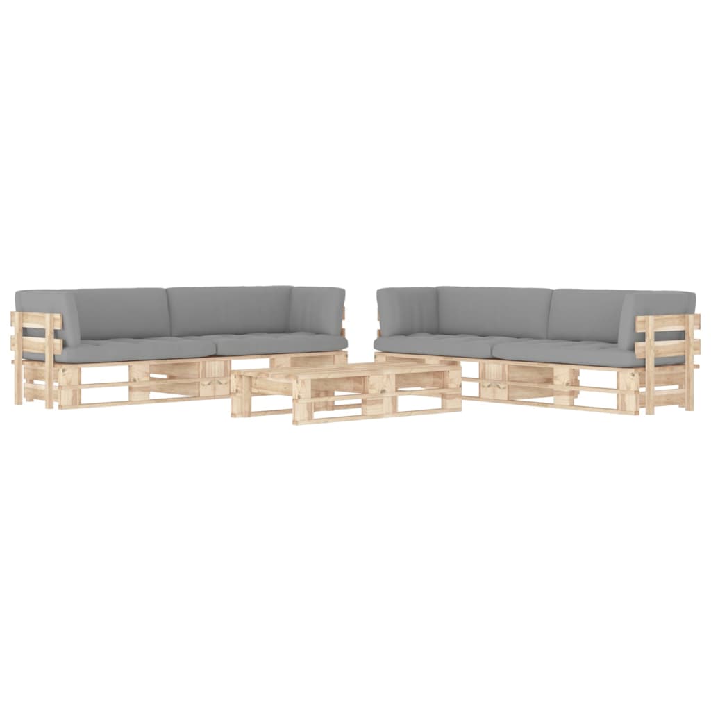 Set mobilier paleti cu perne, 6 piese, lemn pin tratat
