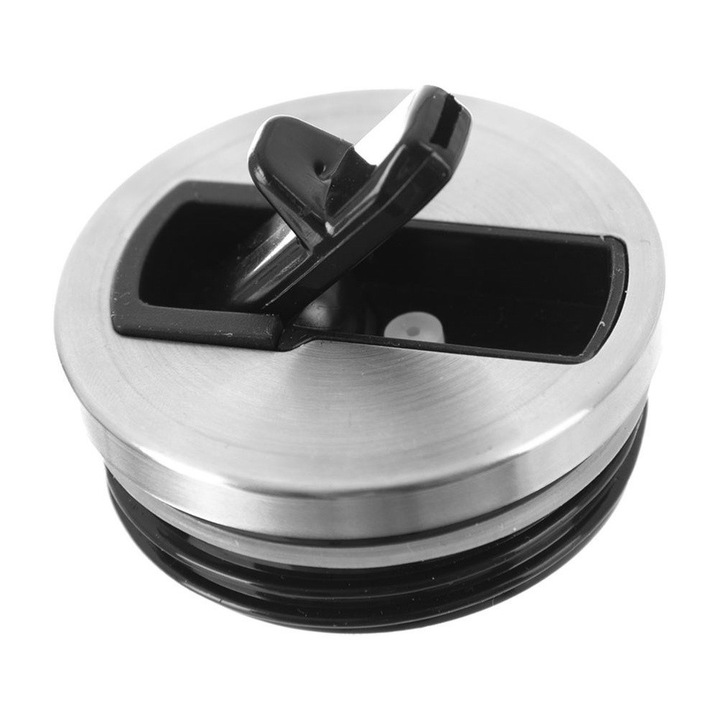 Capac Pentru Termos, Orion, 400 ml, 3.5x5.5 cm, Fabricat Din Otel Inoxidabil De Cea Mai Buna Calitate, Garnitura Din Silicon Alb, Duza Permite Bautul Fara A Deschide Intreg Capacul, Negru