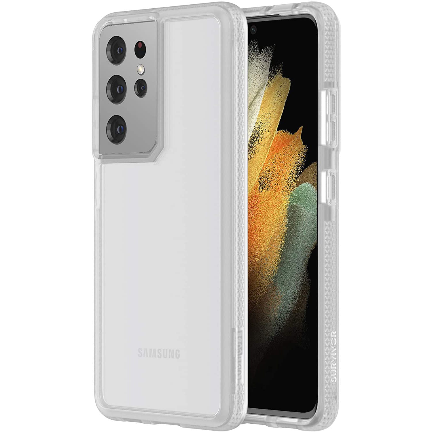 Husa Griffin Survivor Strong pentru Samsung Galaxy S21 Ultra 5G, 3 mm, Policarbonat/TPU, Transparent