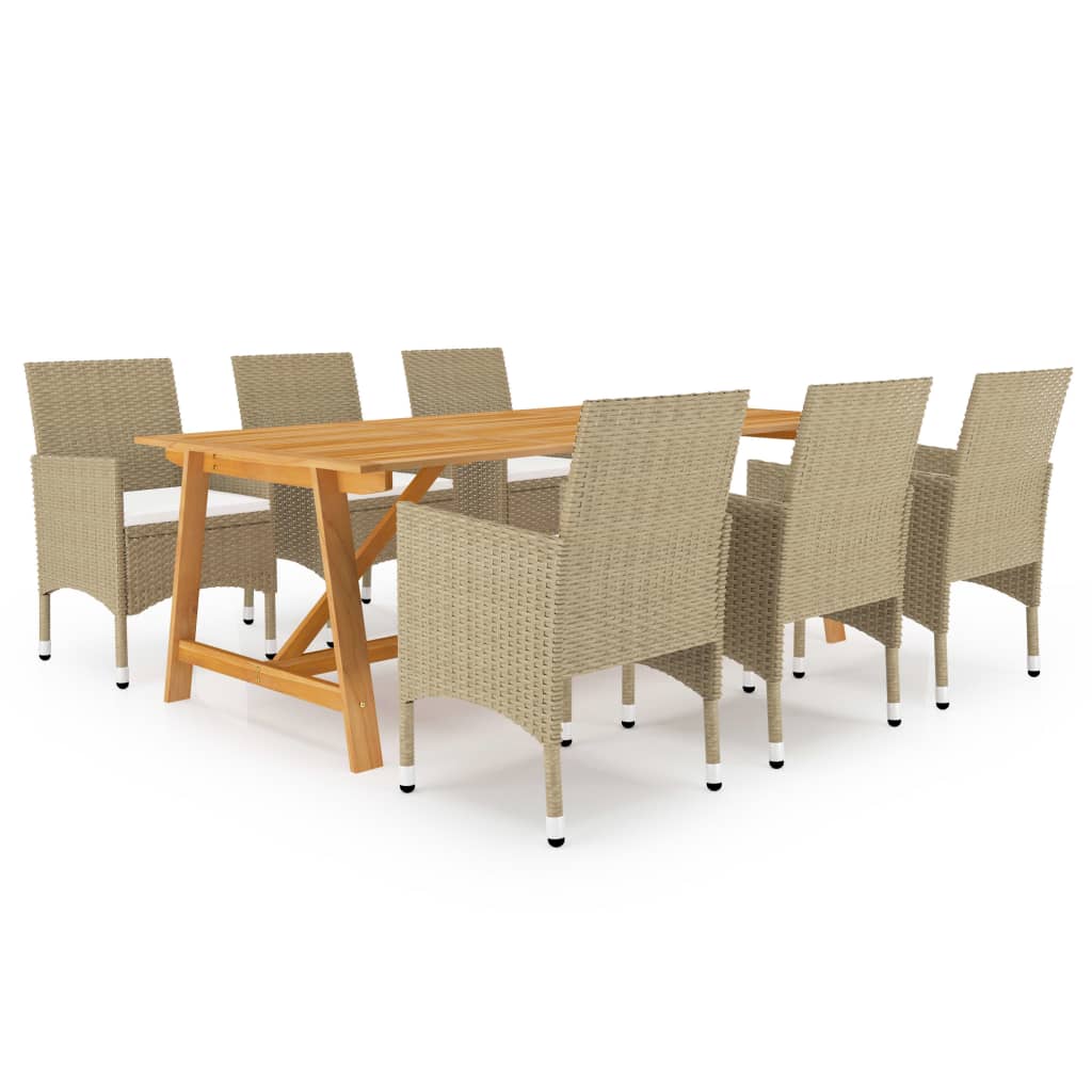 Set mobilier de gradina, 7 piese, bej