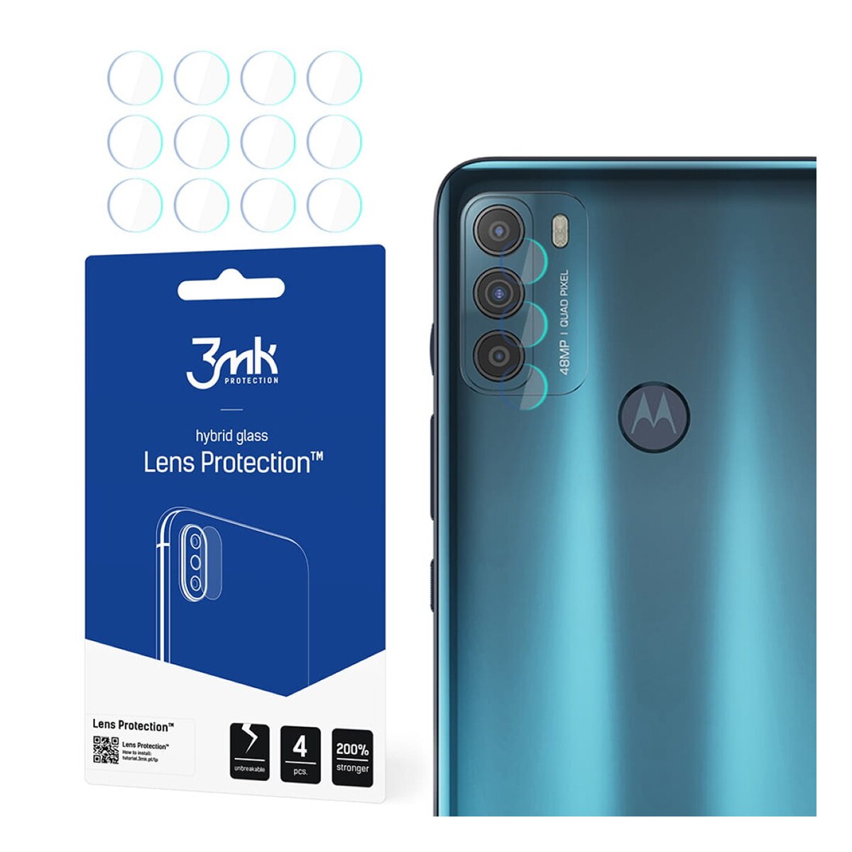 Folie Protectie Camera Foto pentru Moto G50 5G, 3MK Flexible Glass, Transparent