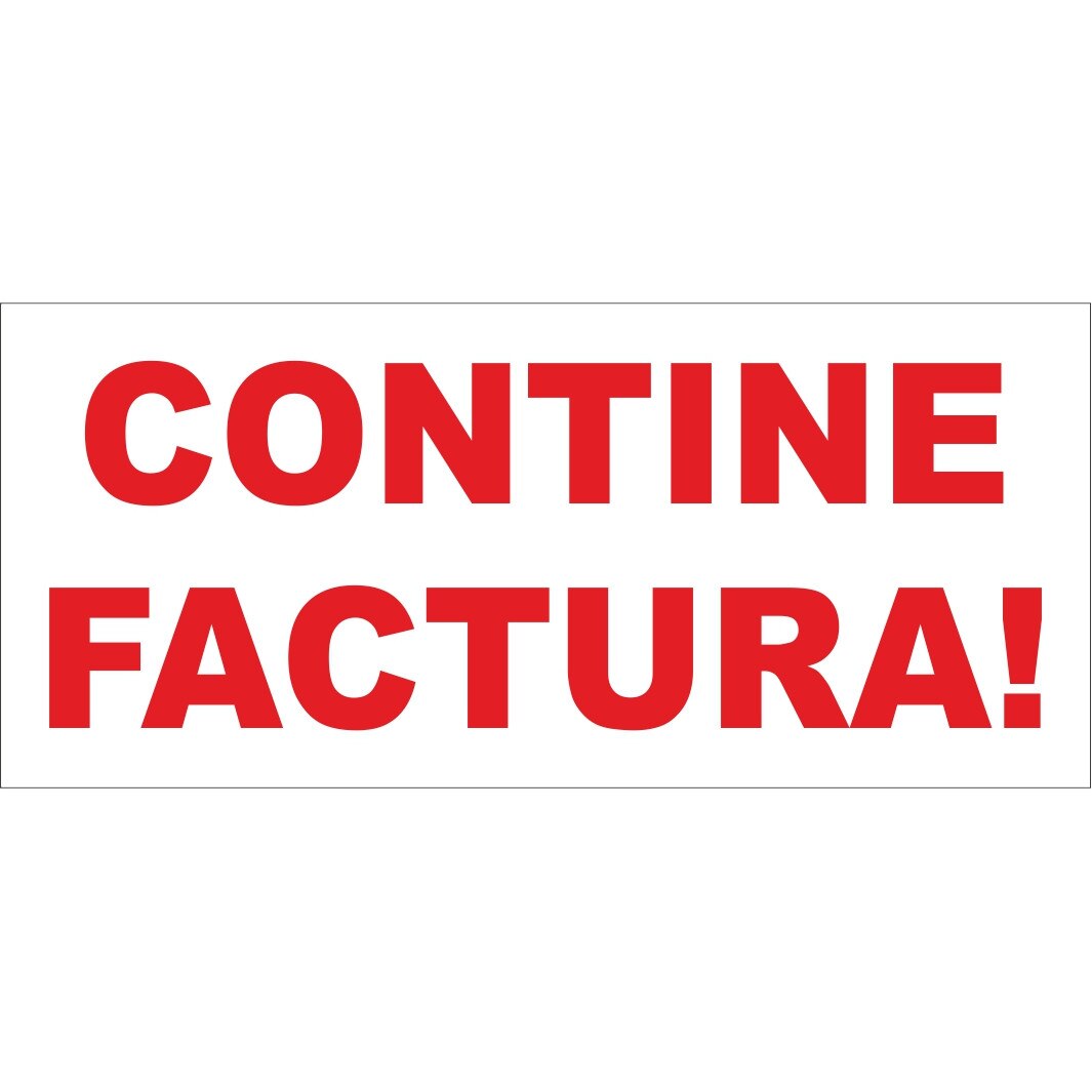 Set 200 etichete Contine factura, pe fundal alb, 9x5 cm