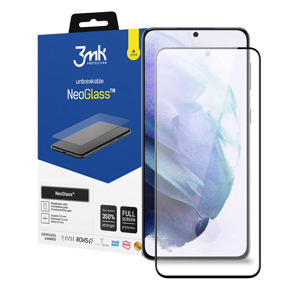 Folie protectie 3MK NeoGlass pentru Samsung Galaxy S21, 0.3 mm, 8H, Negru