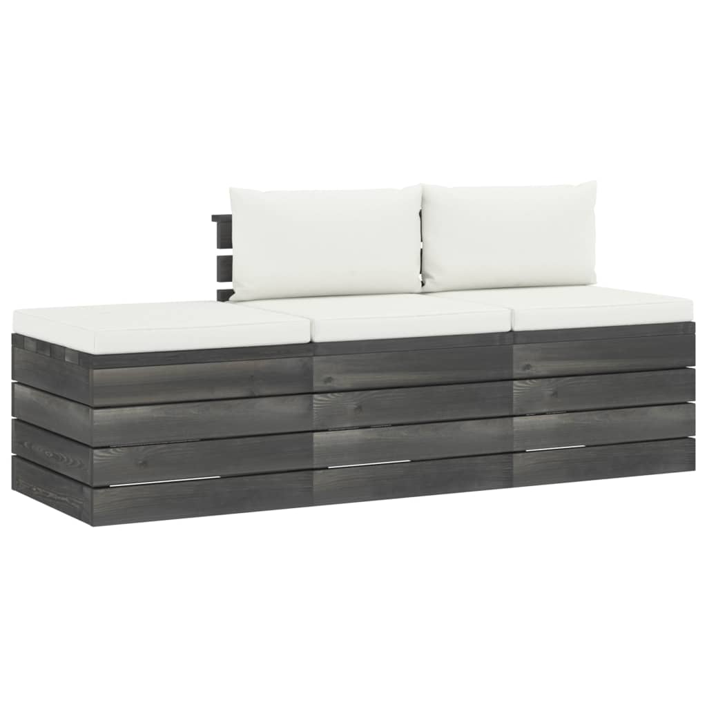 Set mobilier gradina din paleti, 3 piese, cu perne, lemn de pin