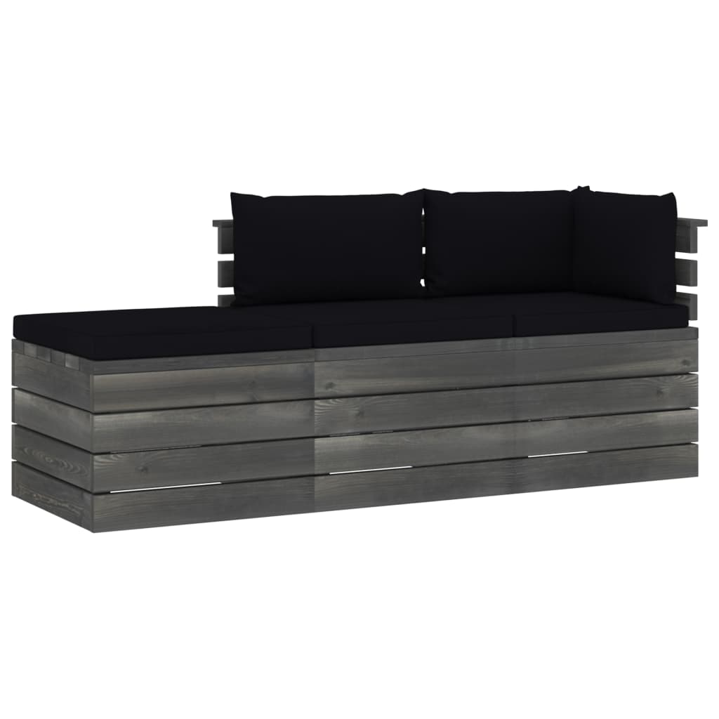 Set mobilier gradina din paleti, 3 piese, cu perne, lemn de pin