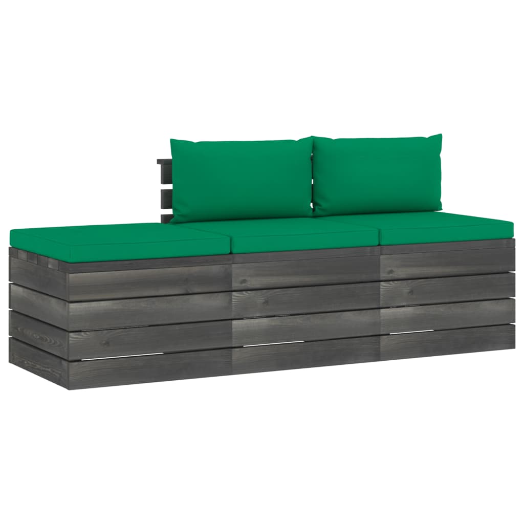 Set mobilier gradina din paleti, 3 piese, cu perne, lemn de pin