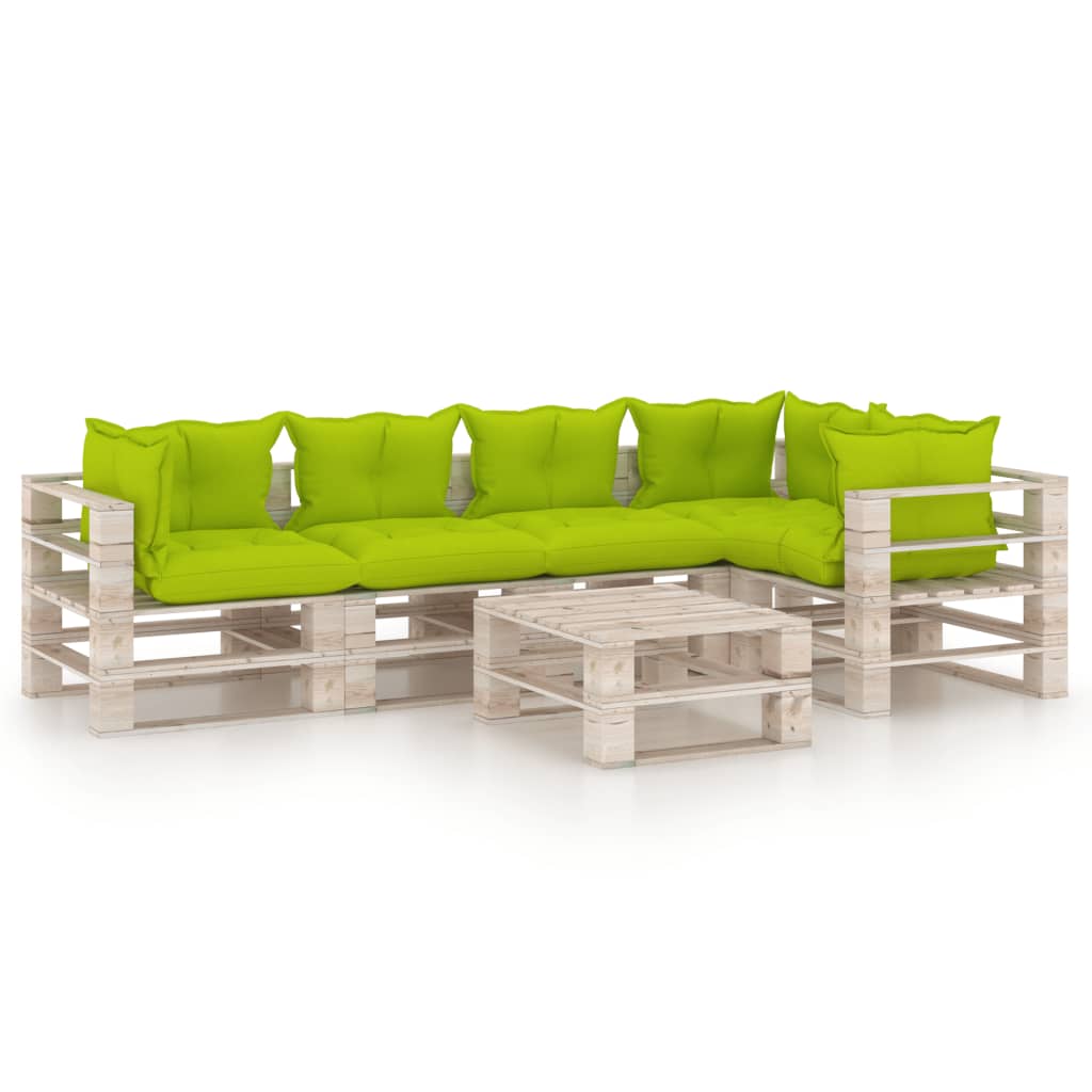 Set mobilier gradina din paleti, 6 piese, cu perne, lemn de pin