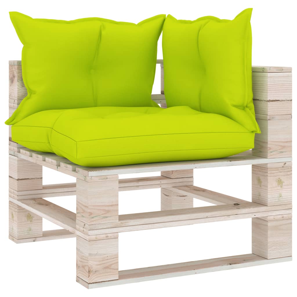 Canapea de colt din paleti cu perne pentru gradina vidaXL, Lemn, 70 x 67.5 x 62 cm, Verde deschis