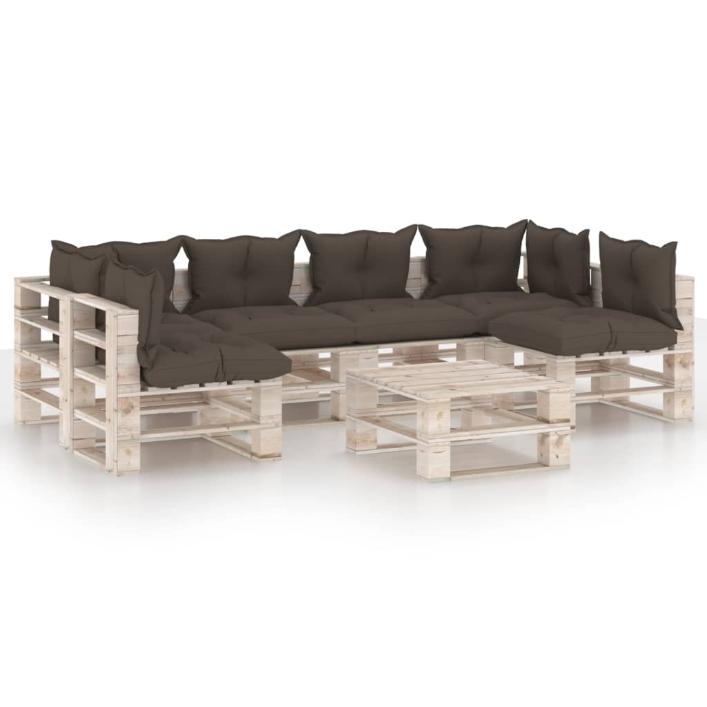 Set mobilier gradina din paleti cu perne, 7 piese, lemn de pin