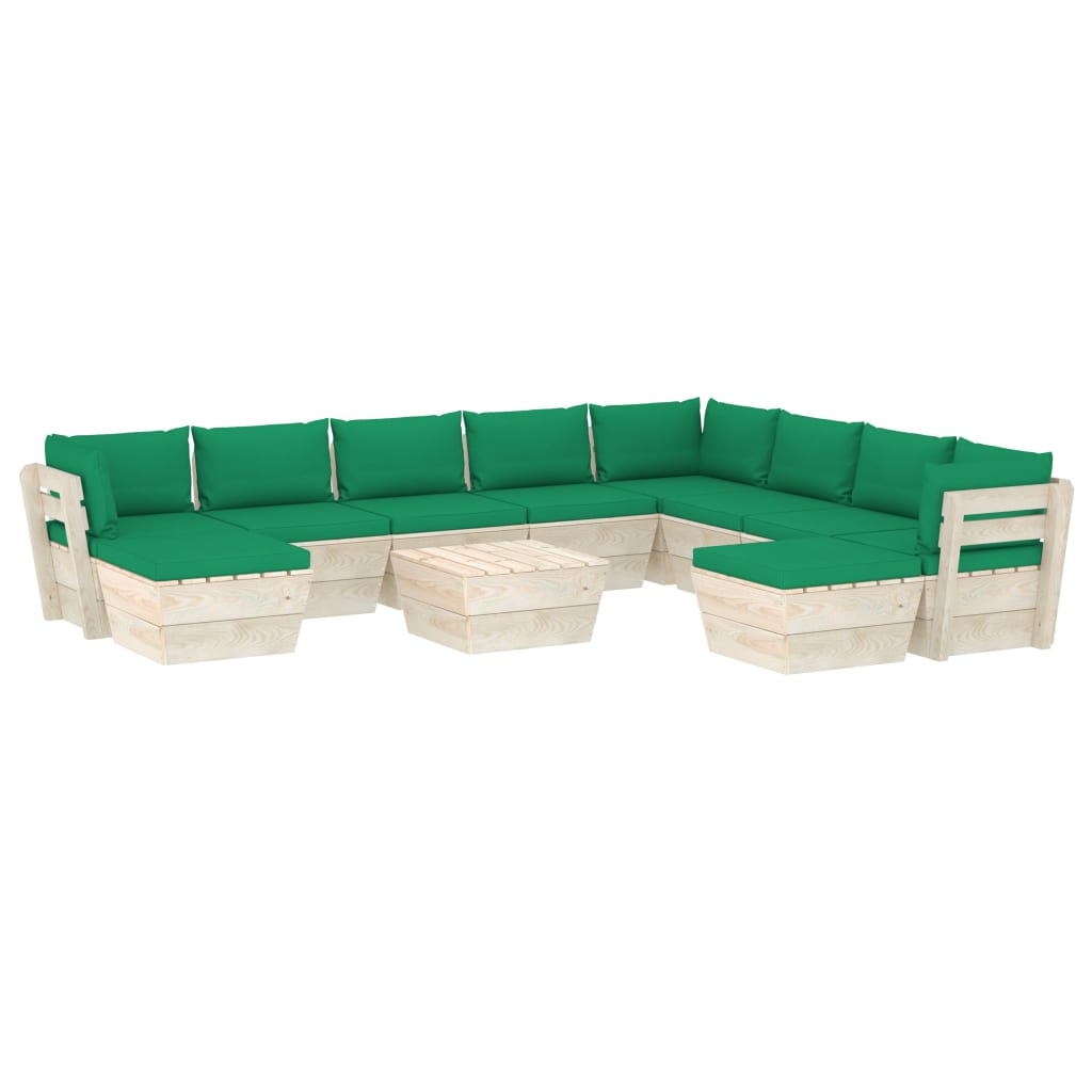 Set mobilier gradina din paleti cu perne, 11 piese, lemn molid