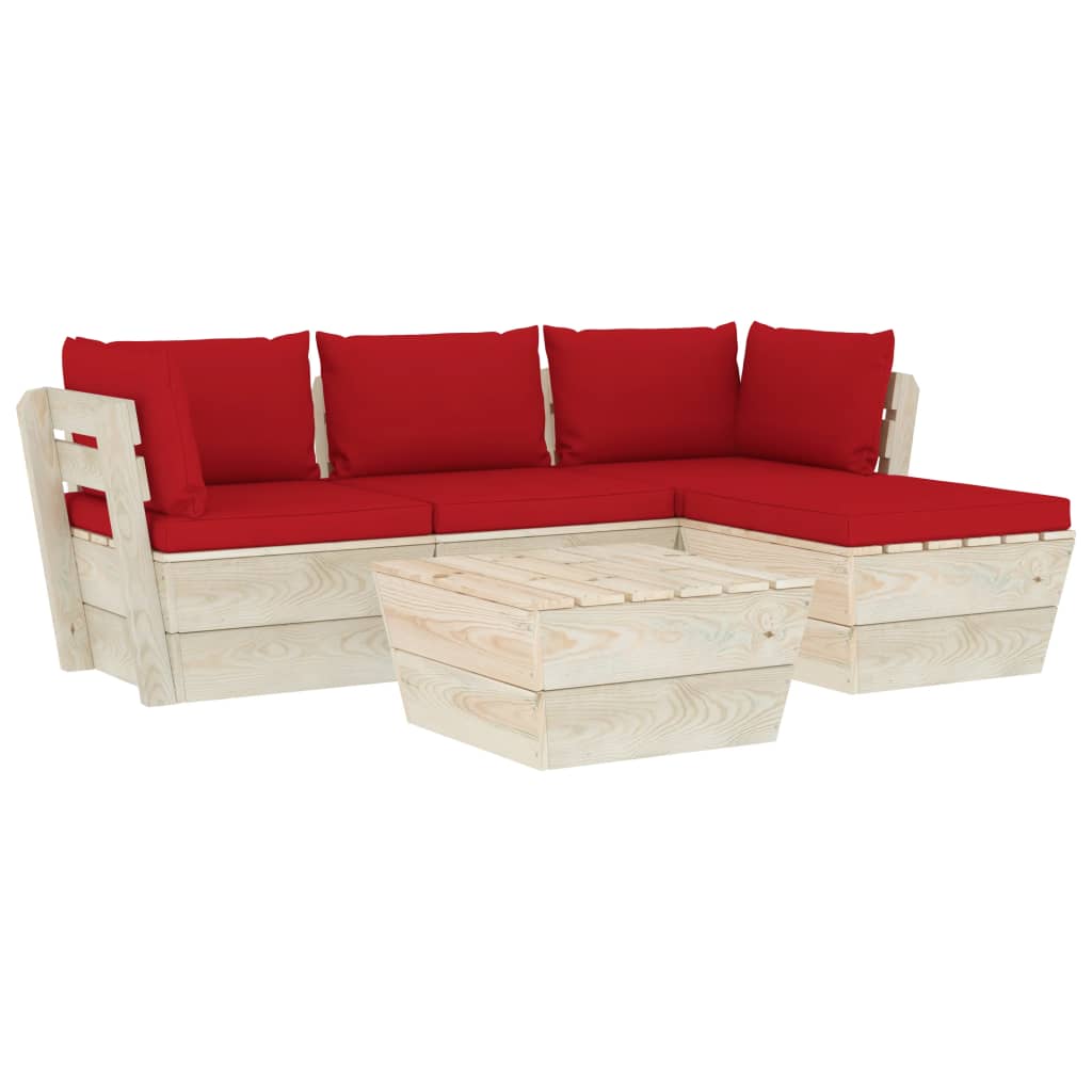 Set mobilier gradina din paleti cu perne, 5 piese, lemn molid