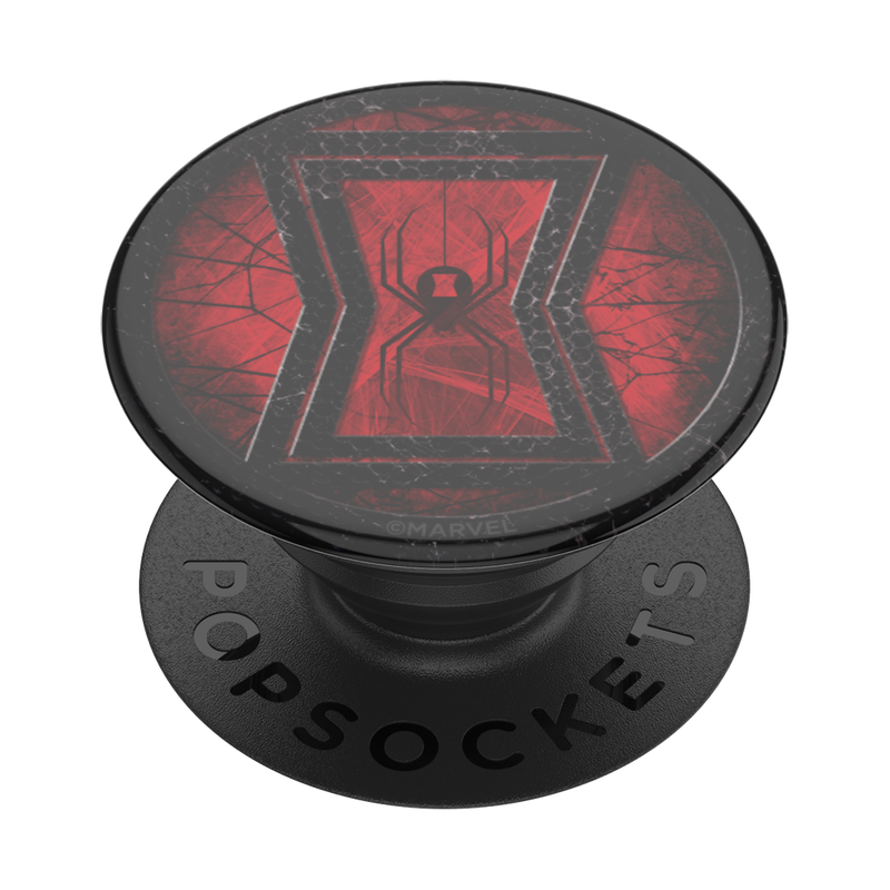 Suport adeziv Popsockets pentru telefon, PopGrip Marvel Black Widow, Negru/Rosu
