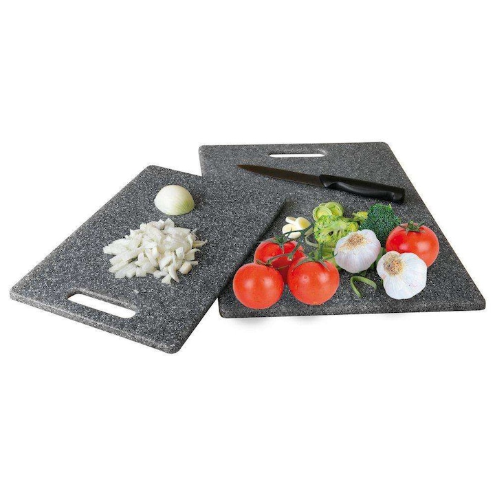 Tocator de bucatarie Orion, Plastic, 37x24 cm, Gri inchis