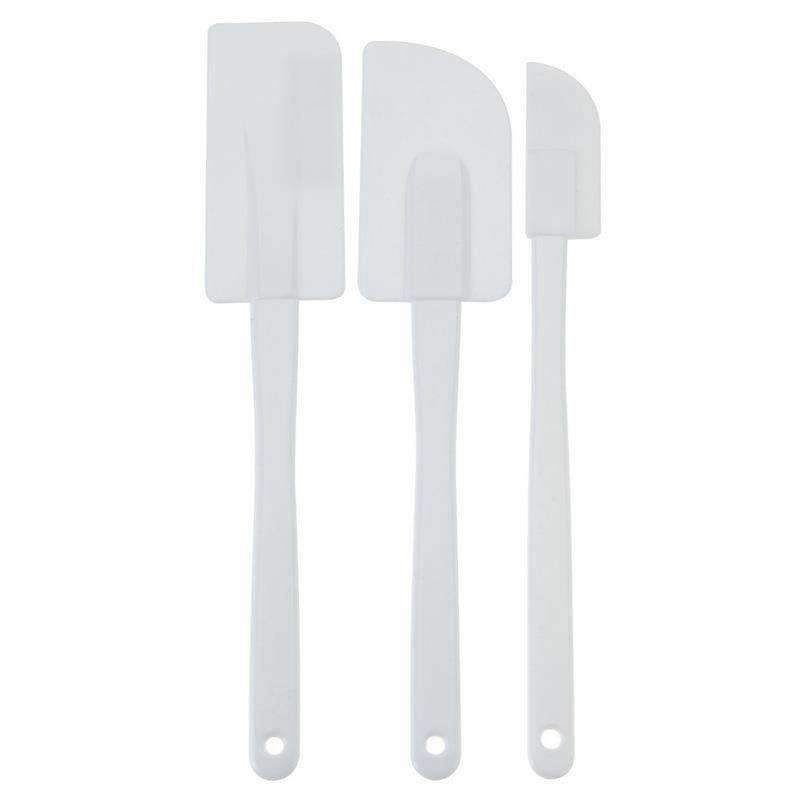 Set 3 spatule de cofetarie, La Cucina, Plastic/Silicon, 24/25 cm, Alb