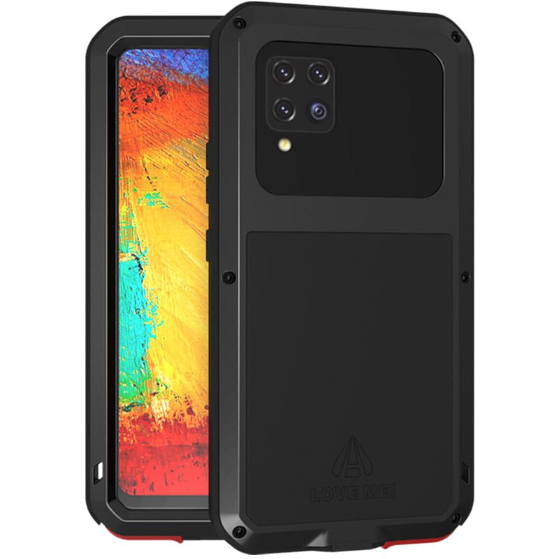 Set husa si sticla Love Mei, Compatibila cu Galaxy A42, Negru