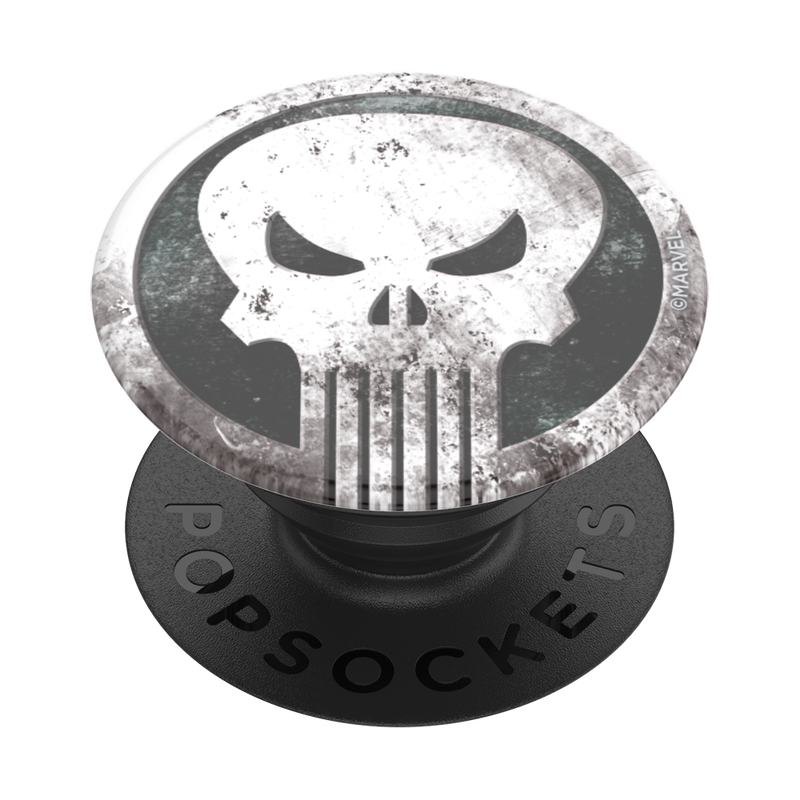 Suport adeziv Popsockets pentru telefon, PopGrip Marvel Punisher, Negru/Alb