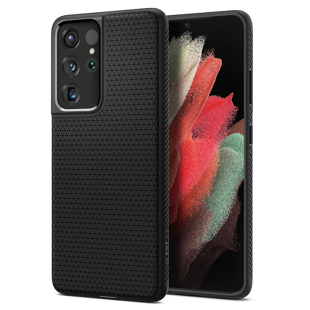 Husa Spigen Liquid Air, Compatibil cu Samsung Galaxy S21 Ultra 5G, Negru
