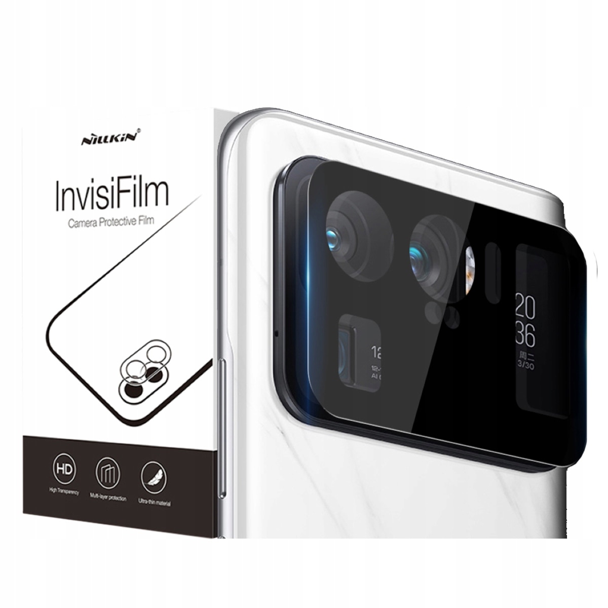 Set 2x Folii Protectie Camera Foto pentru Xiaomi Mi 11 Ultra, Nillkin, Sticla, Transparent
