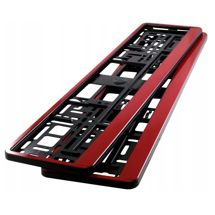 Set 2 bucati suport numar inmatriculare auto HP culoare rama rosu 8x surub