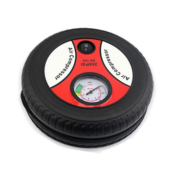 Compresor auto Deliny® in forma de anvelopa cu alimentare bricheta 12V, 260PSI, putere 90W