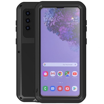 Set husa si sticla Love Mei, Compatibil cu Samsung Galaxy S21 Plus, Negru Set husa si sticla Love Mei, Compatibil cu Samsung Galaxy S21 Plus, Negru