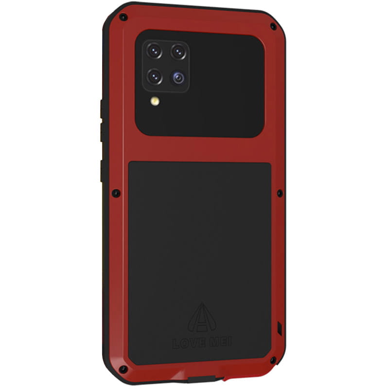 Set husa si sticla Love Mei, Compatibil cu Samsung Galaxy A42, Rosu