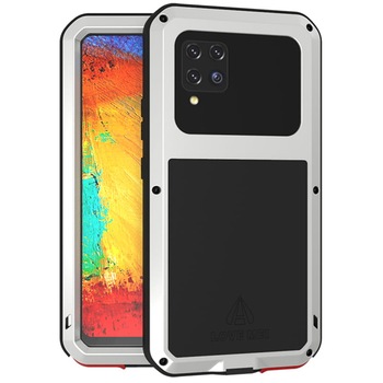Set husa si sticla Love Mei, Compatibil cu Samsung Galaxy A42, Argintiu Set husa si sticla Love Mei, Compatibil cu Samsung Galaxy A42, Argintiu