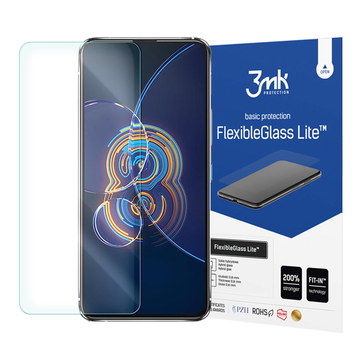 Folie Protectie pentru Zenfone 8 Flip 5G, 3MK Flexible Glass Lite, Transparent