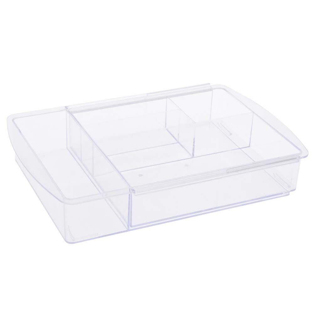 Organizator cosmetice Eleganza, Acril, 5 compartimente, 29-45 cm, Transparent