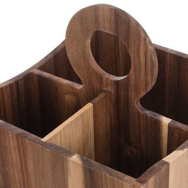 Fa evőeszköztartó, Orion, Fa, 4 rekeszes, Barna