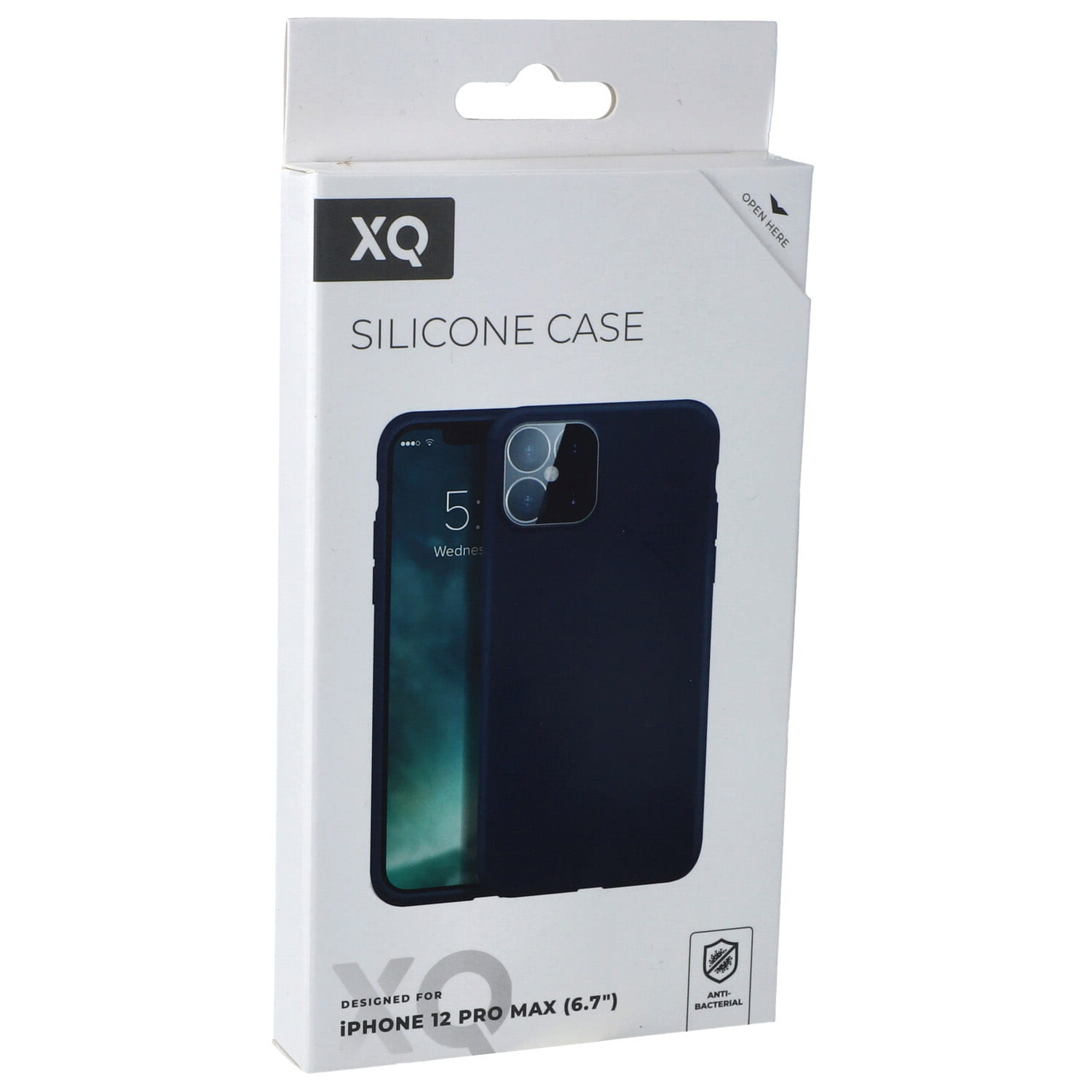 Husa de protectie antibacteriana Xqisit Silicone Case pentru iPhone 12 Pro Max, Silicon, Albastru