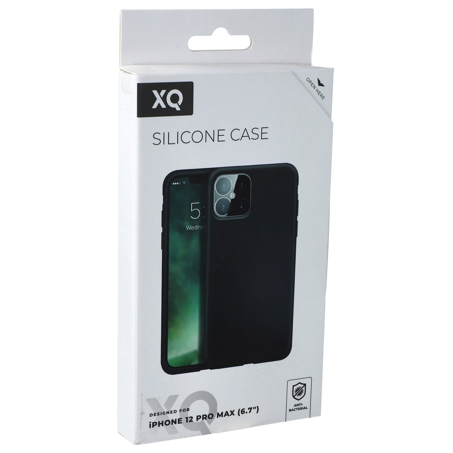 Husa de protectie antibacteriana Xqisit Silicone Case pentru iPhone 12 Pro Max, Silicon, Negru